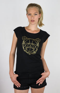 Women's BEAR TOP - Ghanzi's black t-shirt - bamboo viscose