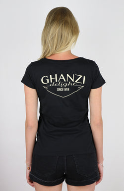 DELIGHT - GHANZI WOMEN T-SHIRT back printed - Black