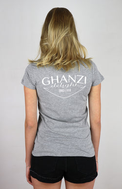 DELIGHT - GHANZI WOMEN T-SHIRT back printed - Melange grey